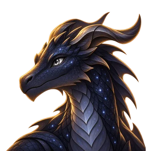 Nocturne, a dark dragon with starlit scales